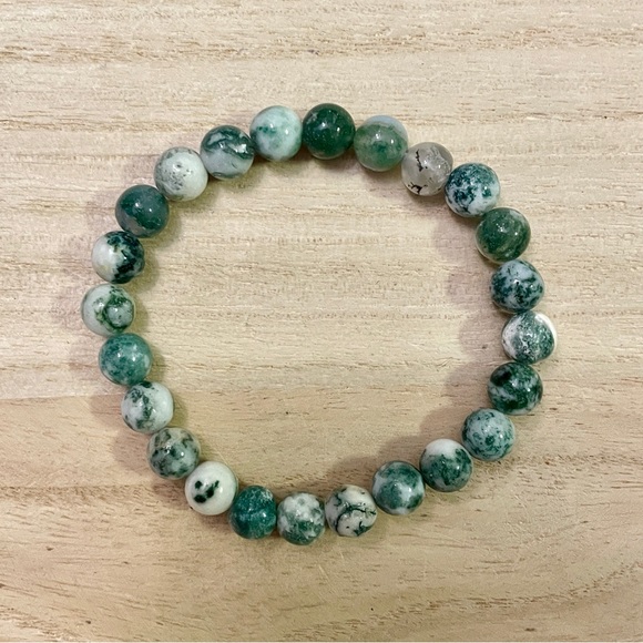 Tree Agate Beaded Bracelet 8mm - Picture 3 of 10